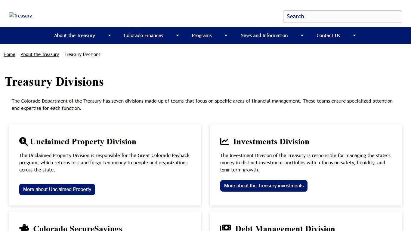 Treasury Divisions | Treasury
