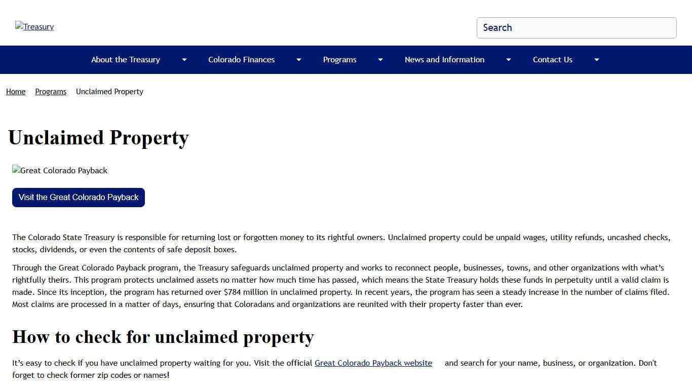 Unclaimed Property | Treasury
